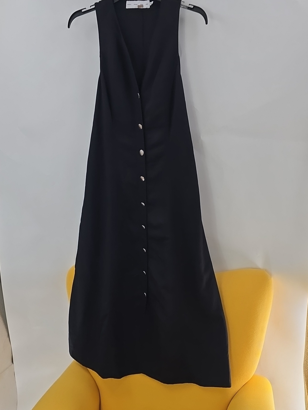 Proenza Schouler Black Sleeveless Button-Front Midi Dress with Silver Buttons - Picture 5 of 16